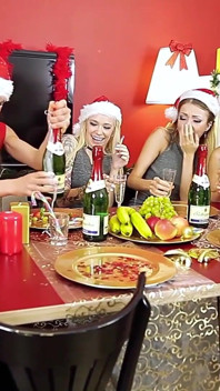 Six Russian snow maidens are satisfying their cunts and Santa