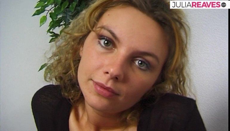 Retro German Spanner Tour: Blonde girl strips and spreads legs on the bed