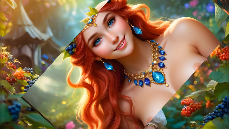 LustRender: 블루베리와 함께하는 아름다운 거유 누드 엘프 소녀