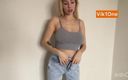 Viky one: Horny Blonde in Jeans Caresses Her Pussy 2