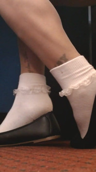 Close-up gezwollen sokken panty balletappartementen plagen
