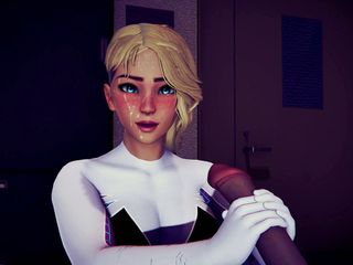 Waifu club 3D: Gwen jerks off your cock until you cum