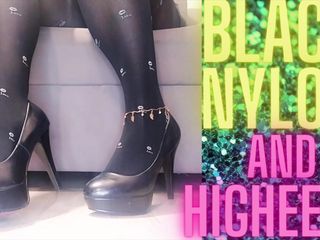 Monica Nylon: Feet Fetish, Black Nylon and High-heels