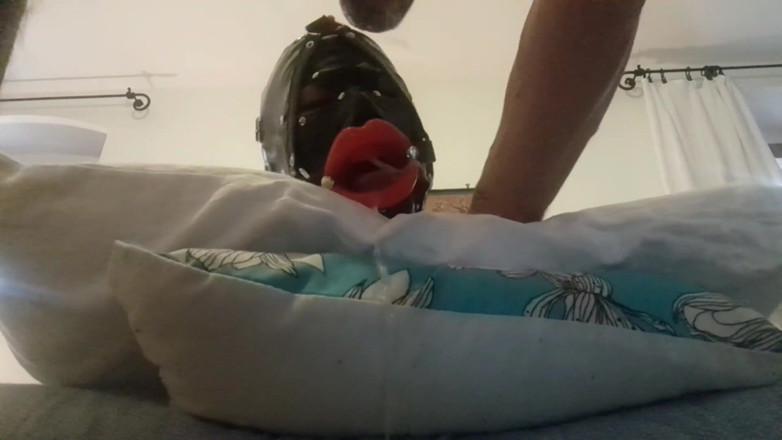 LauraOnHeels: Laura hogtied and hooded with a lip open mouth gag...