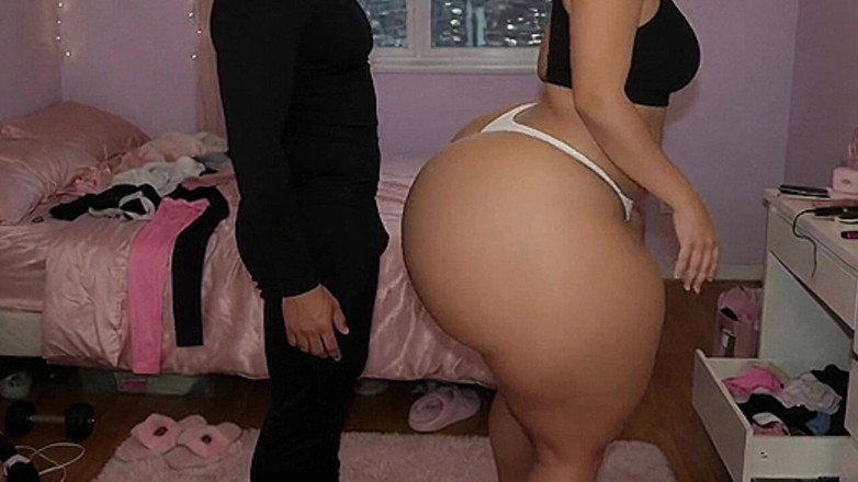 Animate golden: Big Ass Latina in Tight White Leggings Gets Pressed From...