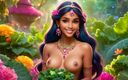 AI Girls: Une elfe indienne nue à gros nichons magnifique avec Kale