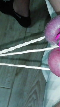 Sissy in Chastity CBT Balls Tied and Stretched Until They Turned Purple