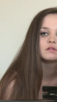 Mature brunette lesbian with ripe breasts spreads the teens pussy lips and digs in