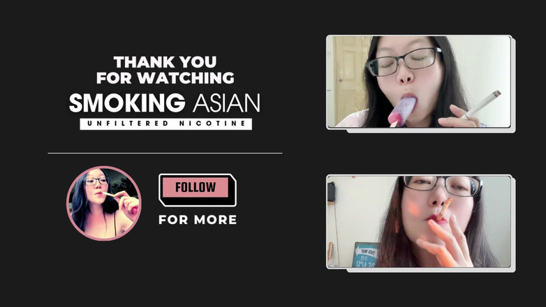 Smoking Asian: Asiatica fumatrice esotica: unghie rosse, labbra rosse che fumano La...