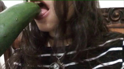 Adorable Teen: Submissive Latina teen sucks cucumber until she is swallowed and...