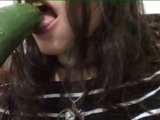 Adorable Teen: Submissive Latina teen sucks cucumber until she is swallowed and...