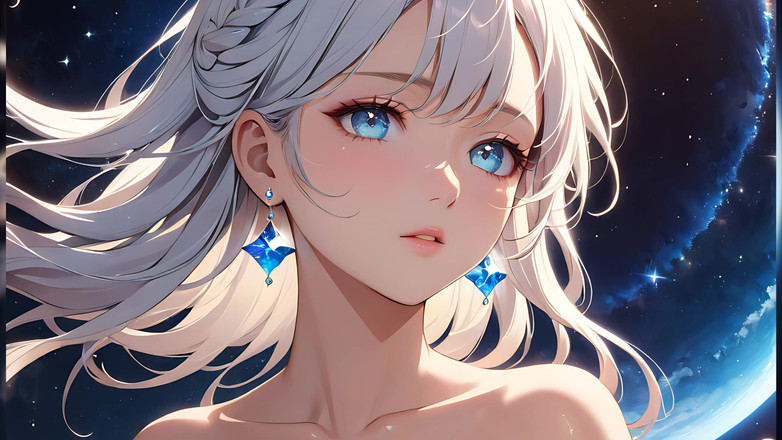 LustRender: Serenitate cosmică: o tânără frumoasă cu praf de stele pe...