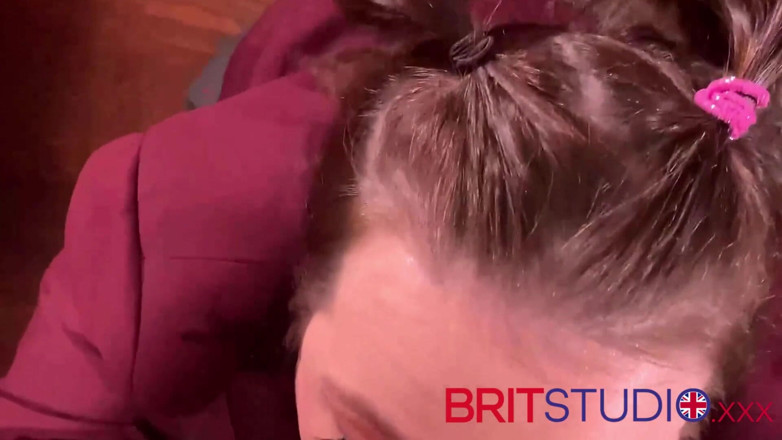 Brit Studio: POV college girl sloppy blowjob