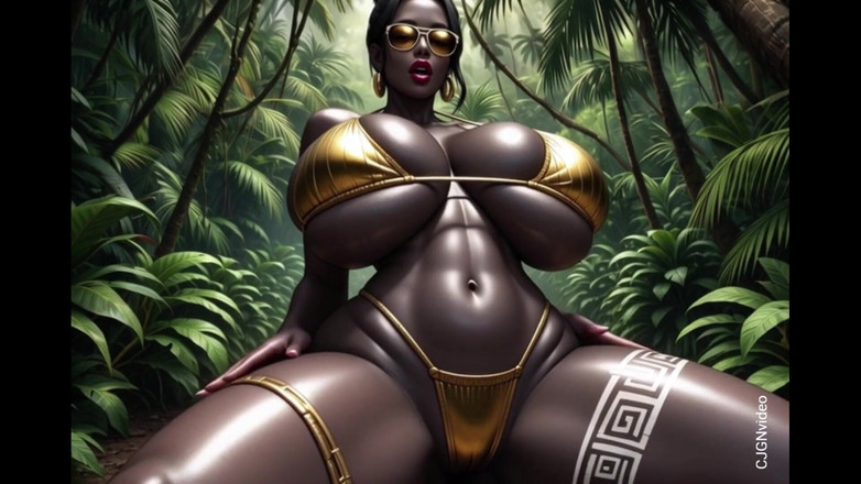 Hot girl dancing: Afrikalı kadın müzikle ormanda seksi poz veriyor (ai animasyon)