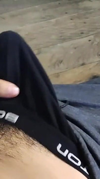 Horny Guy Playing with His Huge Throbbing Bulge in Underwear Ends up Moaning Until Orgasm