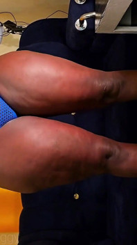 Big Ass Ebony Trying on Blue Bikini Set