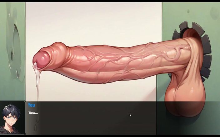 Cum in Futa: Футанари рост мышц мир фембой хентай игра, эпизод 4 парень с маленьким хуем глотает слюну, прежде чем пойти в ванной у глорихола!