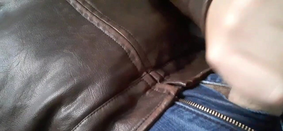 Rusty Sunnybrook: Edge and Cum on New Brown Leather Jacket
