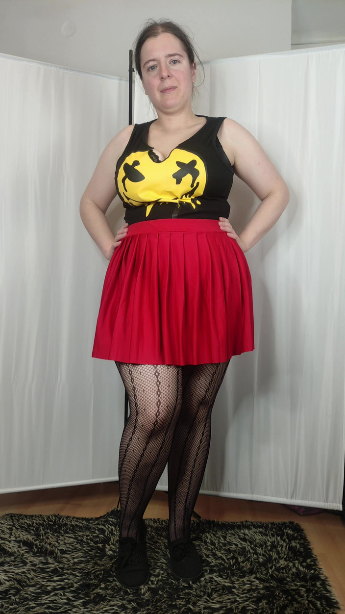 Lena Rose: [4k] 柄パンストと赤いミニスカ 試着