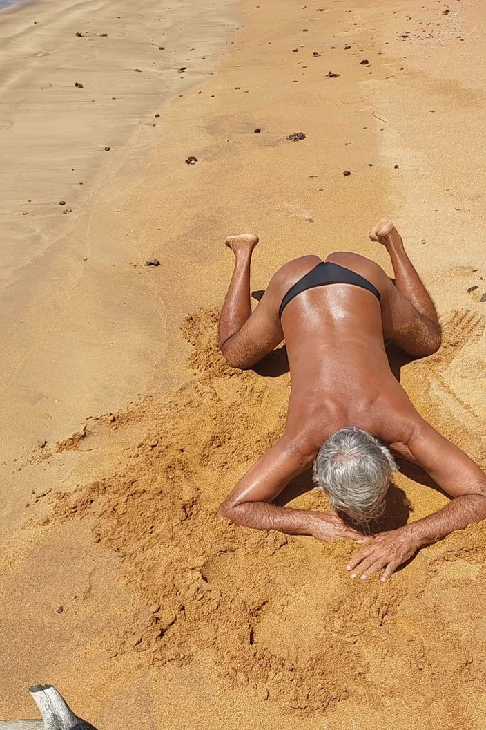 Ladysilvas: Ladysilva in Panties on the Beach Tanning Her Hot Ass