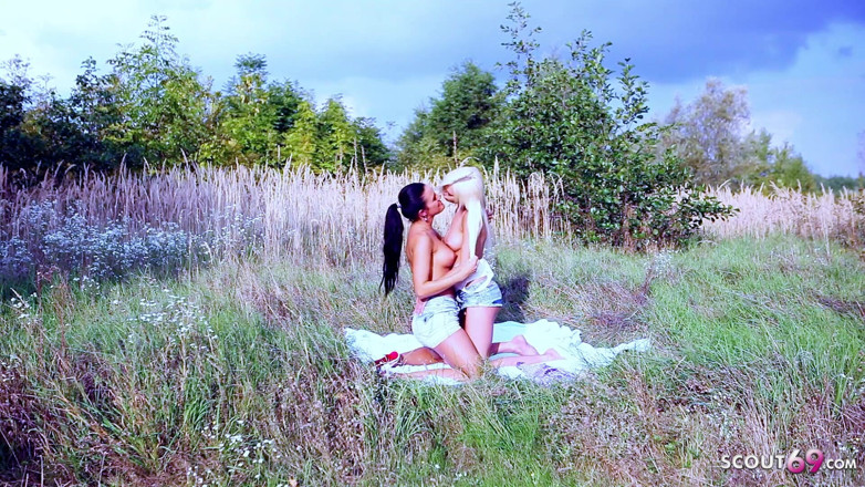 Full porn collection: Two hot lesbian teens lick their pussy and masturbate outdoor