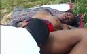 Vintage megastore: Lifeguard ebony babe fucking with her colleague outdoor