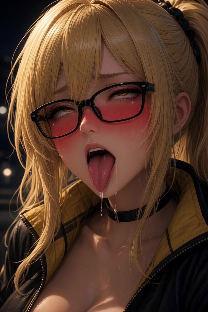 Wertstofsamler: Anime Gaming Cosplay Blonde on Bench Behind Fairgrounds