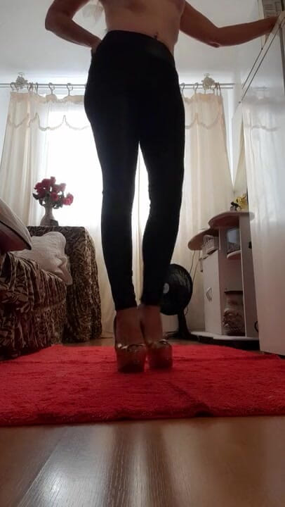 Stefany karoliny: Stefany Karoliny, wearing bright shiny leg pants so you can...