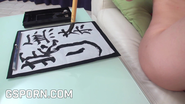 Go Sushi: Hot girl learns Japanese writing fucking with a creampie