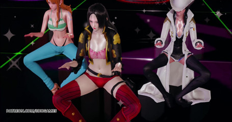 3D-Hentai Games: Girl's day - Expectation striptease Boa Hancock, Nami, Nico Robin, one-piece...