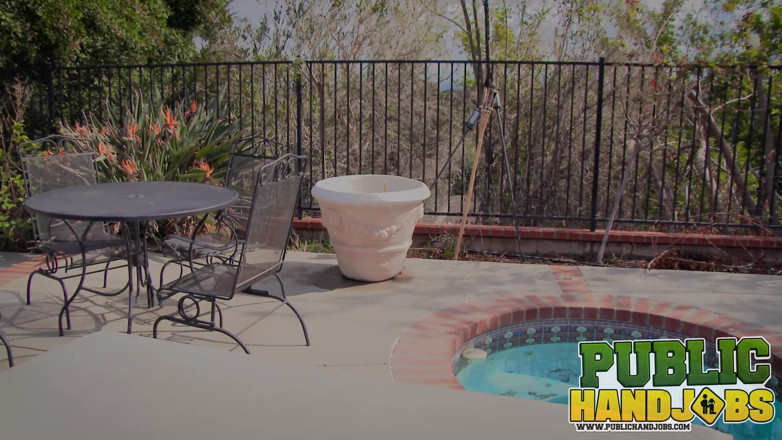 Public Handjobs: ****** Handjobs Redhead Andi Rye Outdoor Poolside Handjob