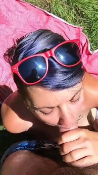 Another surprise blowjob in the forest