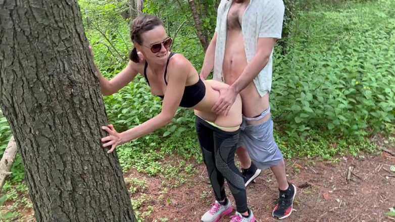 Serenity Cox: Wife Fucks 2 Guys and Gets Double Creampie in Forest While...