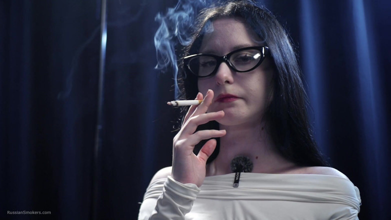 Russian Smokers: Smoking Seduction - Intriguing Lady in White. 2 Reds in a Row