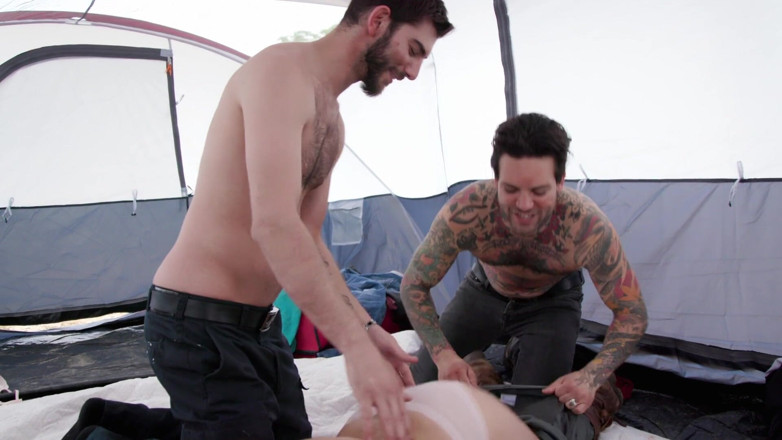 Adam & Eve: Two inked dudes slam Asian girl's cunt
