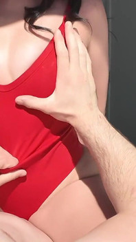 Bound & Banged: Arielle's Red Bodysuit Seduction