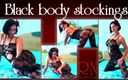Regina Noir: Black fishnet bodystockings. Teen girl posing in black fishnet body...