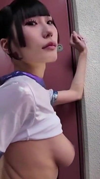 Forbidden Outdoor Thrill - Busty I-cup Gravure Beauty Risking It All in a Crowded Building, Raw Creampie Adventure