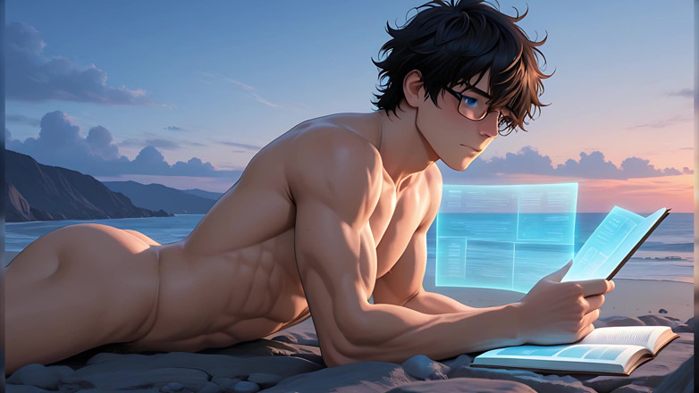 LustMen: This Cute Shy Book Lover on Beach Rocks Will Drive...