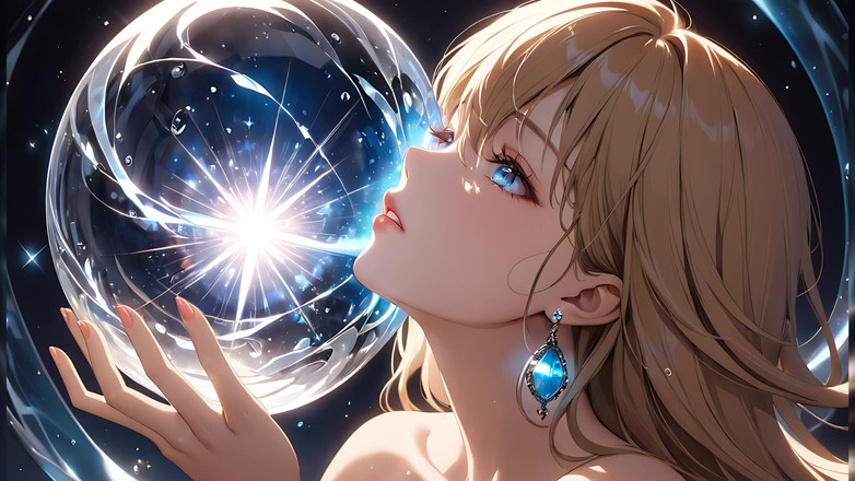 LustRender: Whispers of magic - Ai mädchen und ein glühender orb