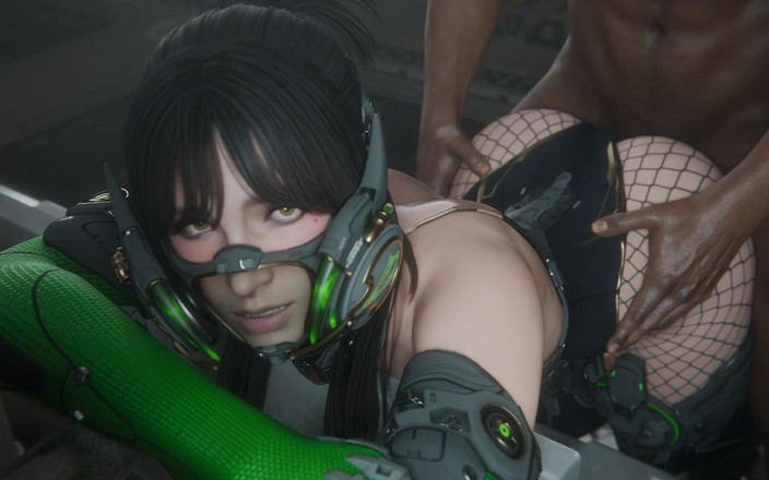 Realms of lust 3D: Beach gangbang hete nymfo-sletten nemen enorme zwarte pikken hard