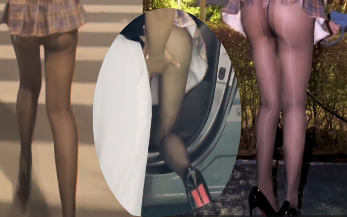 Roxy Vixen: Lustful Long-legged Goddess in Glossy Stockings and High Heels-flashing, Car...