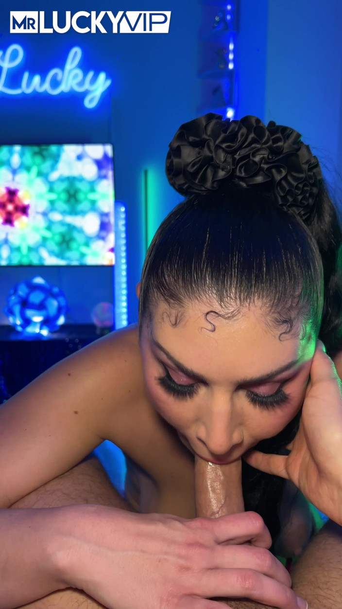 Mr Lucky VIP: Queenie Sateen Is a Stunning Brunette and an Eager Swallower