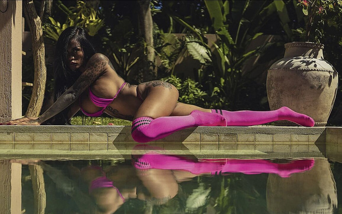 SANKTOR: Sanktor - Asian Tattooed MILF in Pink Stockings on a Villa