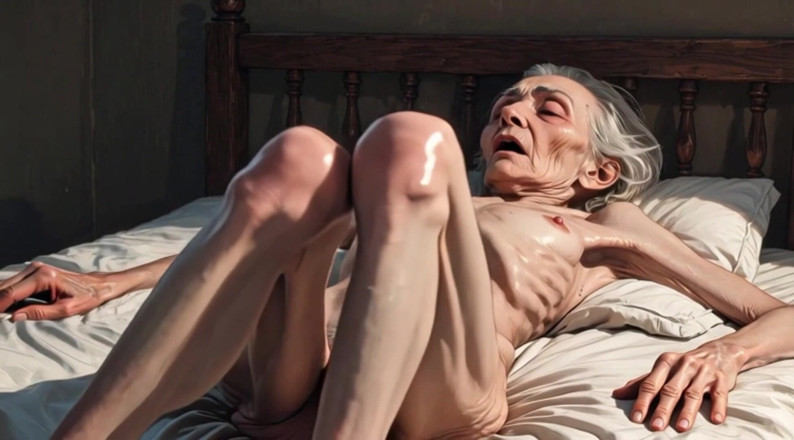 YOUR BEST FANTASY: Extreem magere oude oma harige bos masturbatie - nat harig poesje...