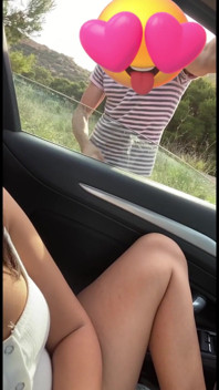 Handjob and blowjob to stranger from the car and he cums in my mouth