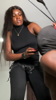 BDSM Femdom Strapon Dick Sucking by African Mistress