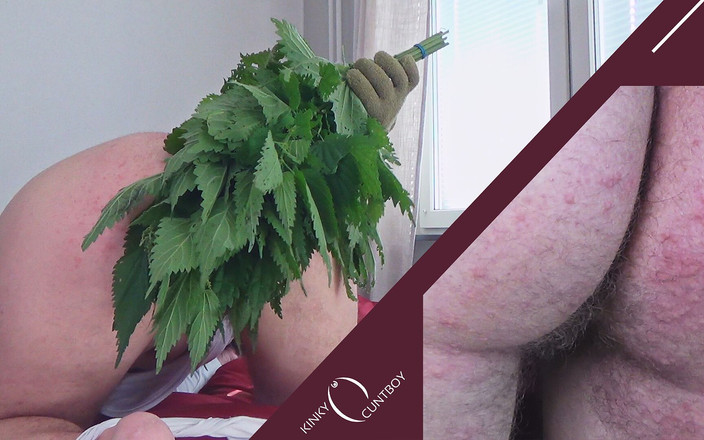 FTM hairy pussy BDSM: Palmada no som com urtigas picadas