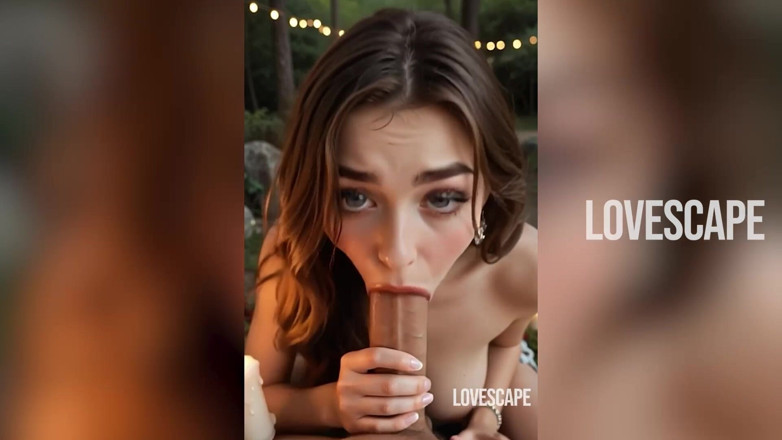 Lovescape: Chętne wargi pracują ciężko: Gardło jebana, aż gorąca sperma zakrywa...