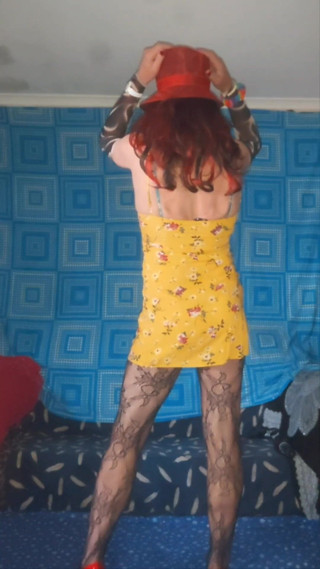 Lizzaali: Teaser in My Sexy Little Yellow Dress and Blue Pantys